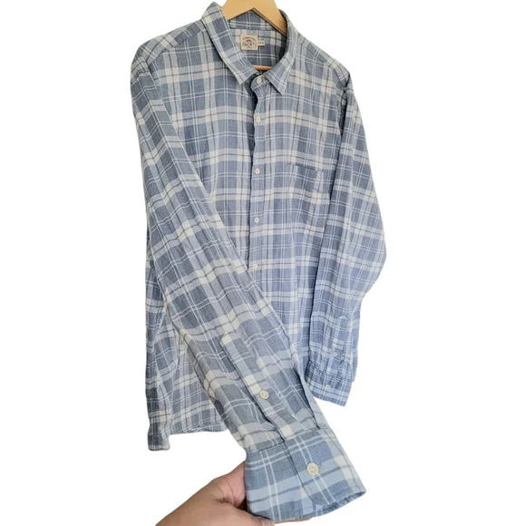 Faherty Ventura Light Blue Plaid Sport Shirt Cotton Stretch Mens Button … - Picture 7 of 16